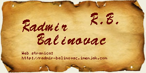 Radmir Balinovac vizit kartica